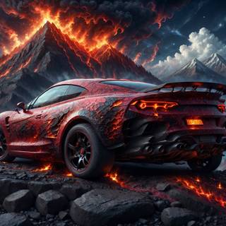 Red and black car 4k wallpaper