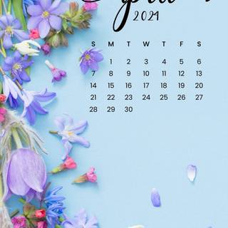 April 2024 calendar wallpaper