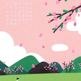 April 2024 calendar wallpaper