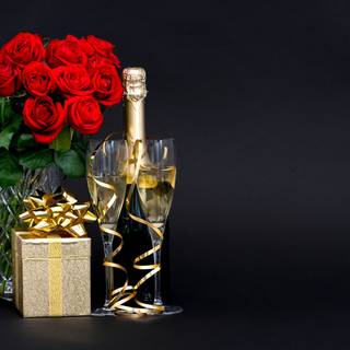 Roses and champagne wallpaper