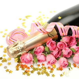 Roses and champagne wallpaper