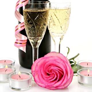 Roses and champagne wallpaper