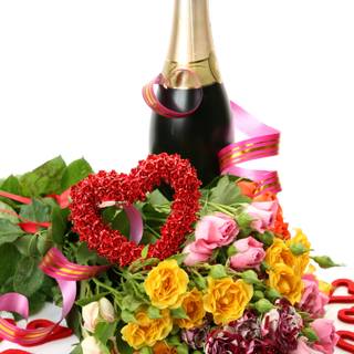 Roses and champagne wallpaper