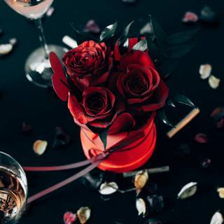 Roses and champagne wallpaper