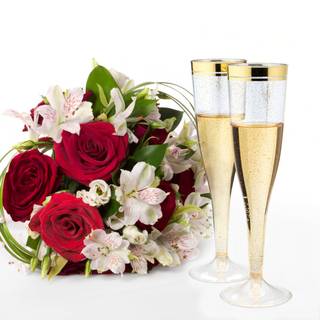 Roses and champagne wallpaper
