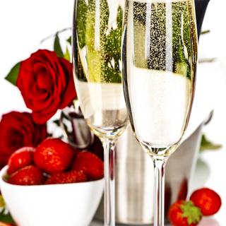 Roses and champagne wallpaper