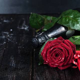 Roses and champagne wallpaper