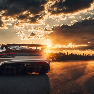 Car sunset 4k wallpaper