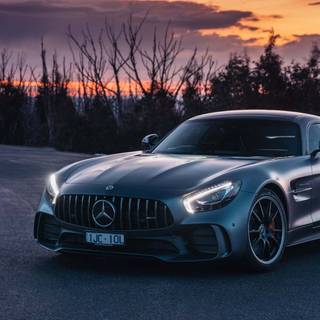 Mercedes at sunset wallpaper