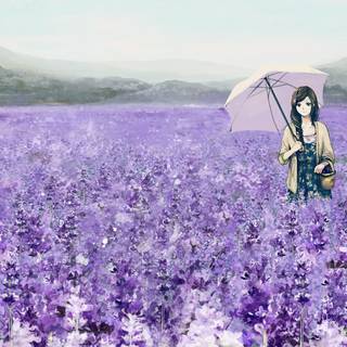 Purple flowers anime wallpaper