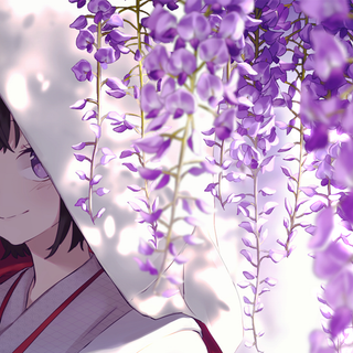Purple flowers anime wallpaper