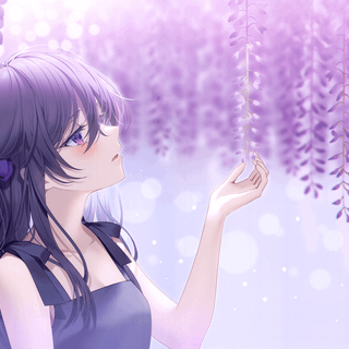 Purple flowers anime wallpaper
