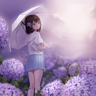 Purple flowers anime wallpaper