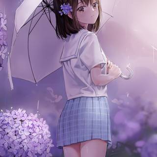 Purple flowers anime wallpaper