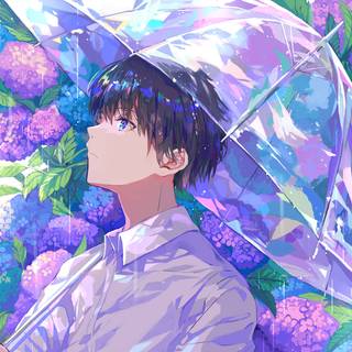 Purple flowers anime wallpaper