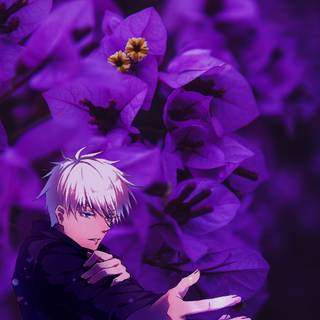 Purple flowers anime wallpaper