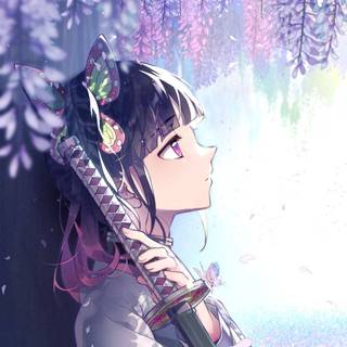 Purple flowers anime wallpaper