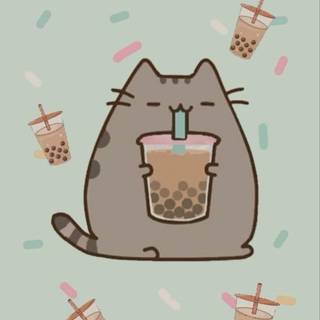 Pusheen boba wallpaper