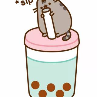 Pusheen boba wallpaper