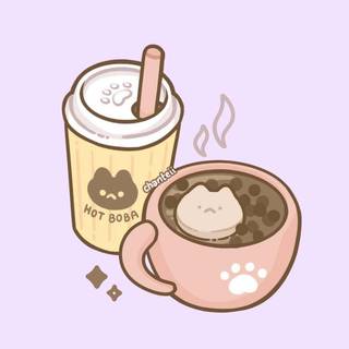 Pusheen boba wallpaper