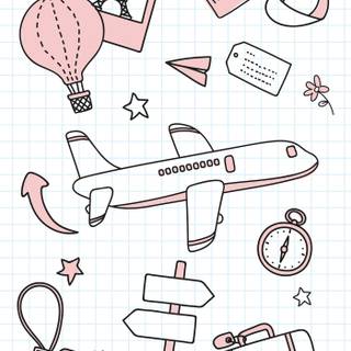 Plane doodle wallpaper