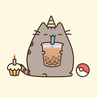 Pusheen boba wallpaper