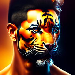 Half tiger and human wallpaper