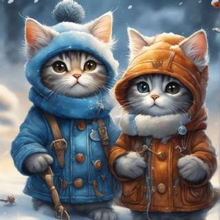 Kittens in clothes wallpaper