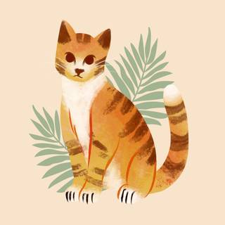 Simple cat spring wallpaper