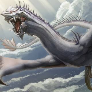 White and blue Wyvern wallpaper