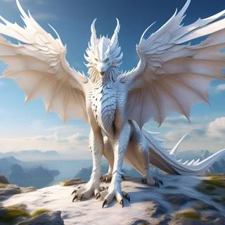 White and blue Wyvern wallpaper