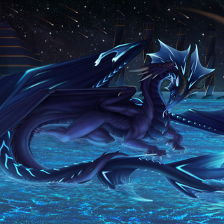 White and blue Wyvern wallpaper