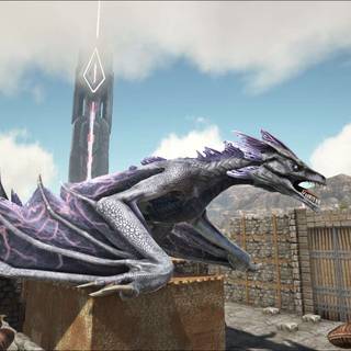 White and blue Wyvern wallpaper