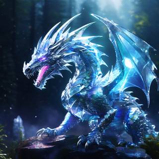 White and blue Wyvern wallpaper