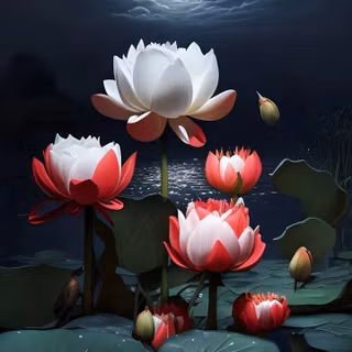 Moon with flowers wallpaper