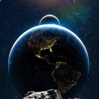 Sun and moon 4k wallpaper