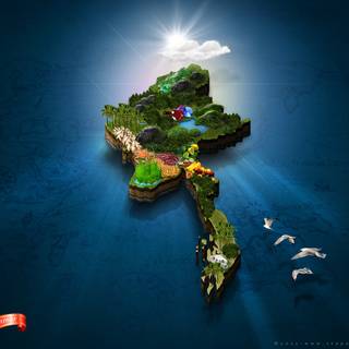 Myanmar map wallpaper