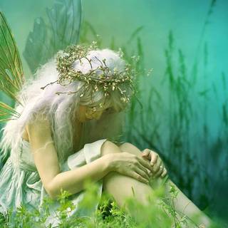 Green fairycore desktop HD wallpaper