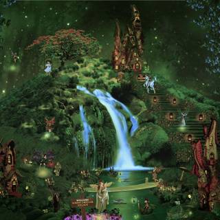 Green fairycore desktop HD wallpaper