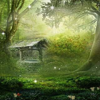 Green fairycore desktop HD wallpaper