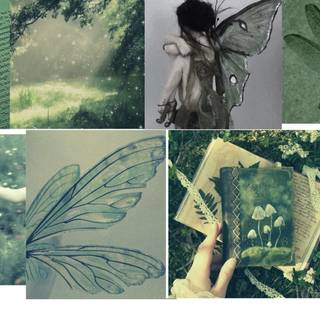 Green fairycore desktop HD wallpaper