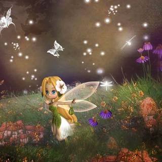 Green fairycore desktop HD wallpaper