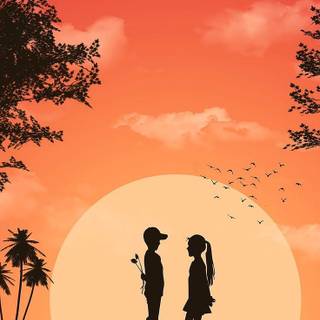 Romantic boy and girl wallpaper