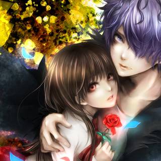 Romantic boy and girl wallpaper