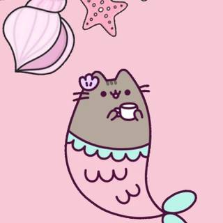 Pusheen mermaid wallpaper