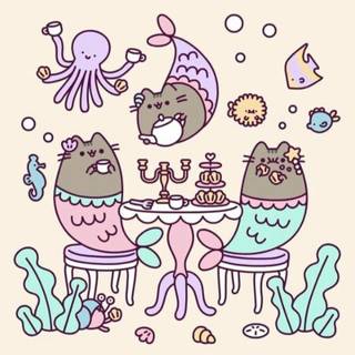 Pusheen mermaid wallpaper