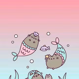 Pusheen mermaid wallpaper