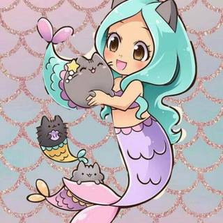Pusheen mermaid wallpaper