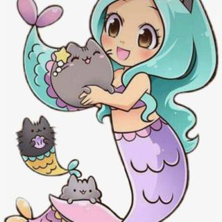 Pusheen mermaid wallpaper