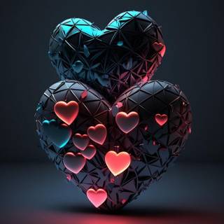 Glowing hearts wallpaper